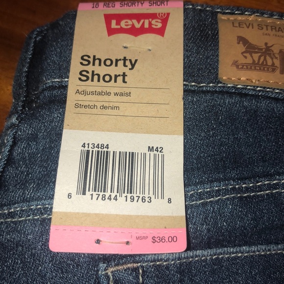 🆕💜 Levi’s Girls Denim Shorty Shorts – Size 16, Dark Wash, NWT - Picture 9 of 9
